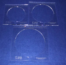 3 Piece Inside Circle Set w/Rulers  1/4" Thick -  Long Arm- For 1/2" Foot