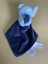 Carters Elephant Security Blanket Baby Soft Light Blue and Navy Lovie Rattle