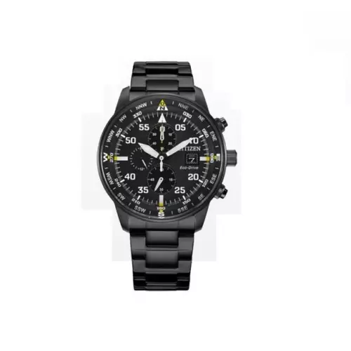Herren Aviator Chronograph Schwarzes Zifferblatt Eco-Drive Uhr Calendar Quartz - Bild 14 von 17