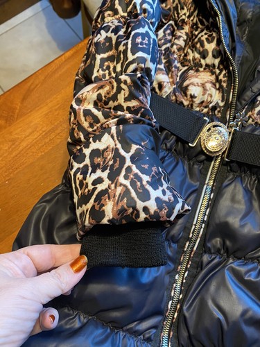 Lisa-Rella Girls' Quilted 80% Down Coat with Real Fur Trim Animal Print Sz 10 A - Picture 15 of 17
