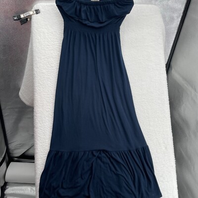 Route 66 Dress Women's Junior Small Blue Long Strapless A-Line Formal Prom