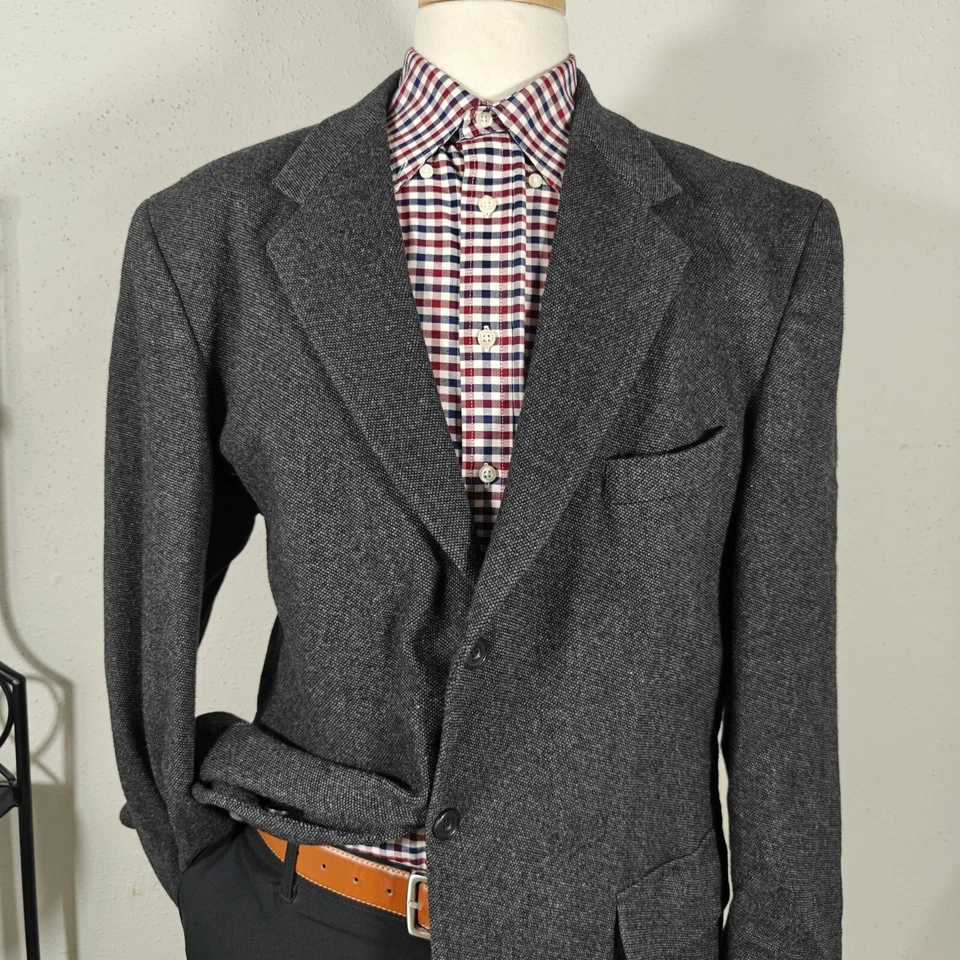 Le Collezioni Structure Men's Tweed Sport Coat Blazer Three Button Gray Wool XL - Image 2 of 4