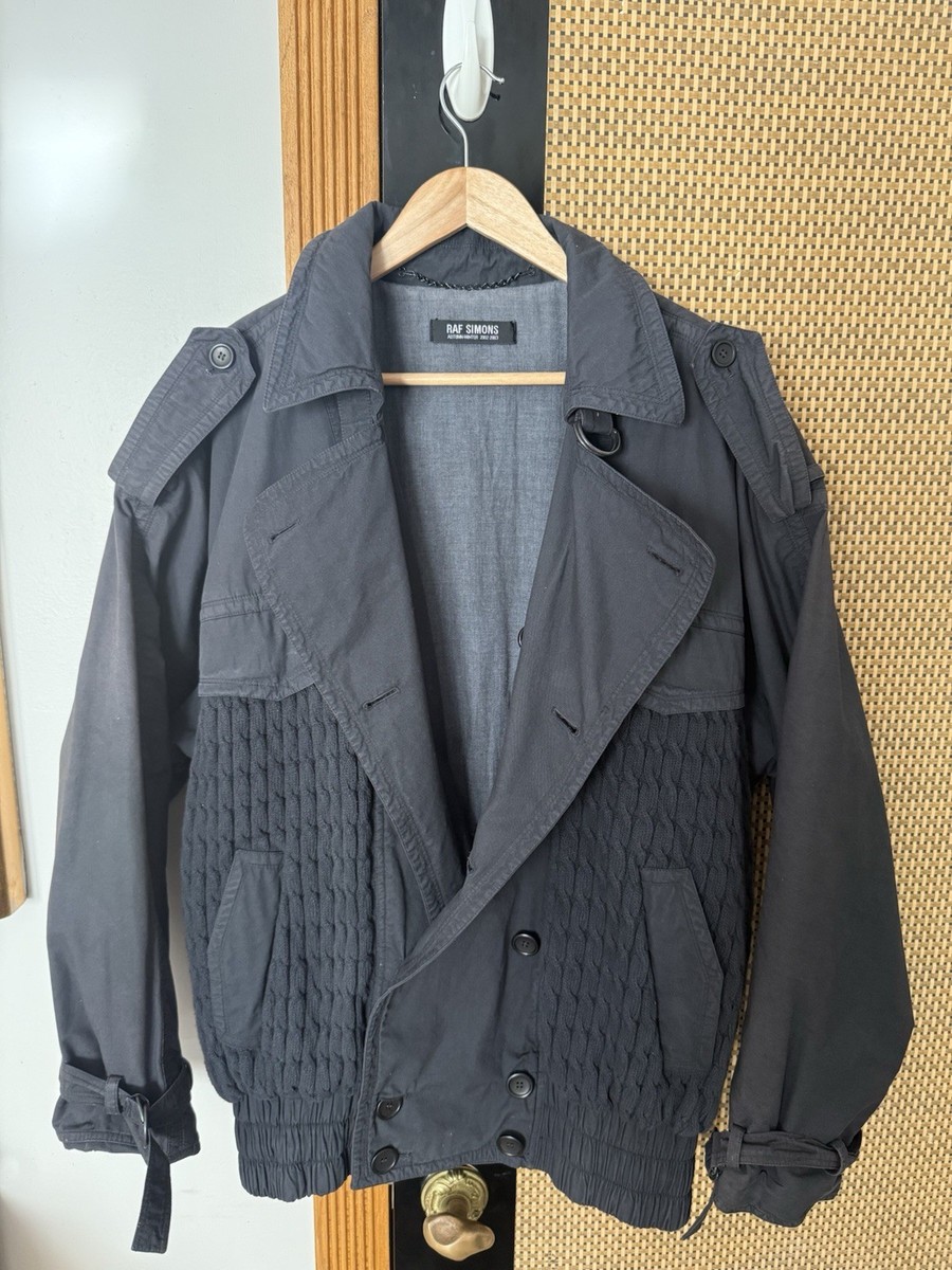 RAF SIMONS / ジャケット/--/コットン/BLK/無地 Archive Raf Simons AW02 “Virginia Creeper” Knit Peacoat | eBay