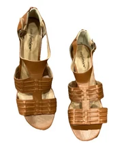 Comfortview Zipback Sandals Womens 11M Tan Open Toe Slip On Strappy