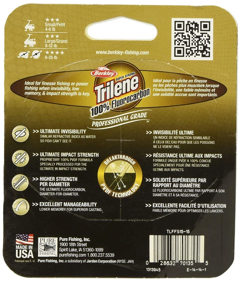 Alfombra líder Berkley® Trilene® 100 % fluoro, transparente, 25 yardas/4 libras Foto 2 de 3