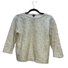 Cream Textured Sweater Ann Taylor wool blend - XS PETITE