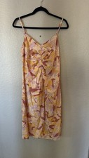 Nine West Women's Orange Floral Sleeveless Midi Dress Size Small Rayon Blend