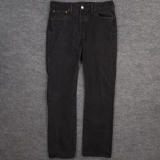 Levis 501 Jeans Mens 34X34 Black Straight Fit White Oak Cone Denim Made In USA