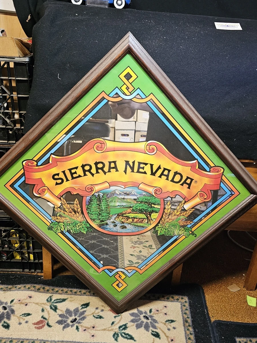 Nevada Sierra パブミラー 木枠 ウッドフレーム 26×40cm スクエア パブミラー ウッド 鏡 ビンテージ 木製フレーム アンティーク雑貨