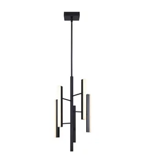 Canarmna, 5-Light LED Chandelier, Matte Black, Modern, Geometric Linear Design