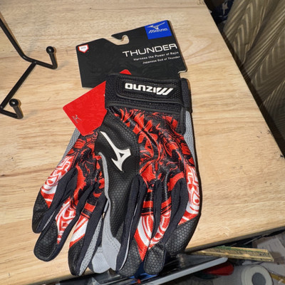 Mizuno Thunder Extra Small Batting gloves Baseball Softball Black & Red NWT!!
