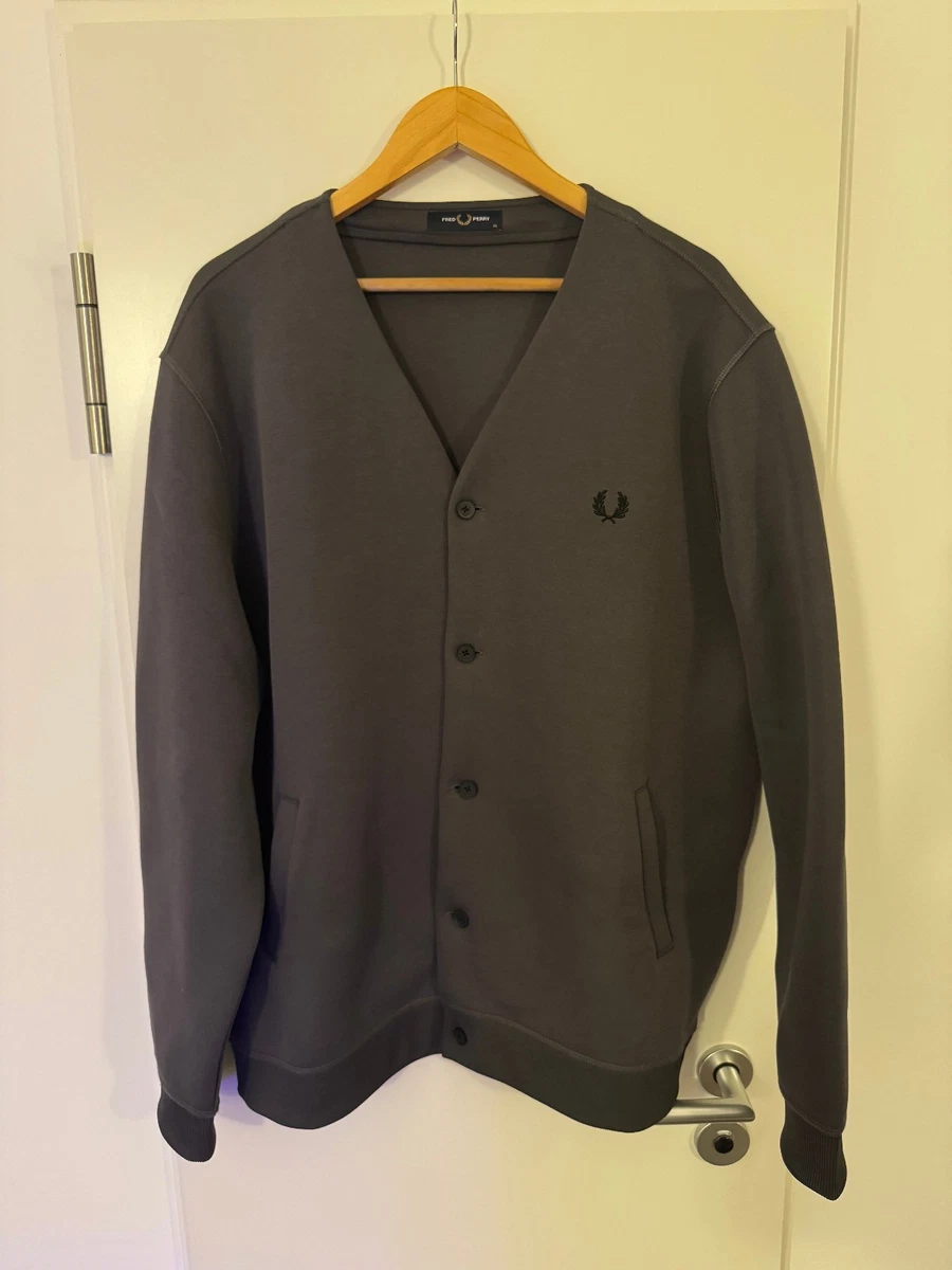Cardigan Fred Perry Garçon, Taille Large Jeunesse, Gris, 100% Coton, Très Bon état