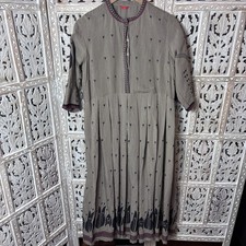 W for Woman Viscose/Nylon Brown Frock 3/4 Sleeve Print Anarkali Kurta Festive