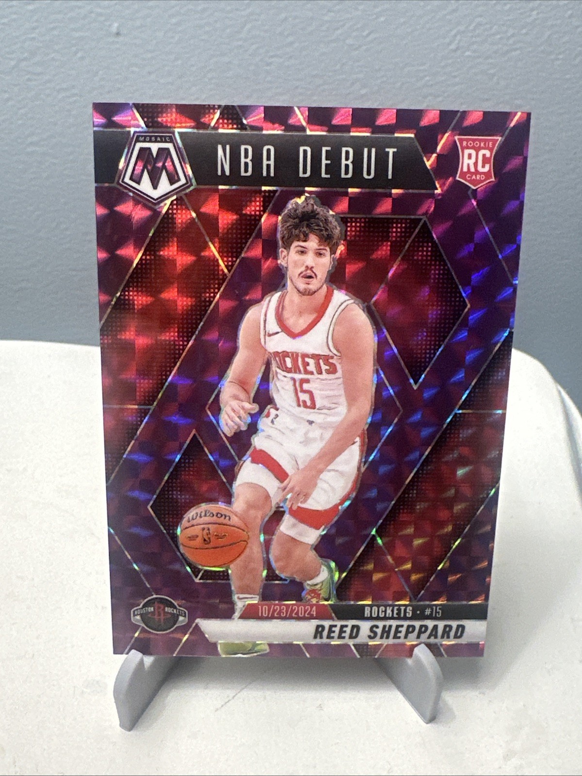 2024-25 Panini Mosaic Reed Sheppard #252 RC Rookie NBA Debut Purple # 85/99