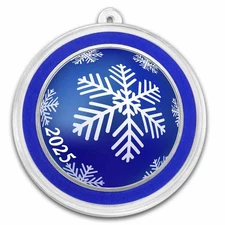 2025 1 oz Silver Colorized Round - Blue Snowflake Ornament