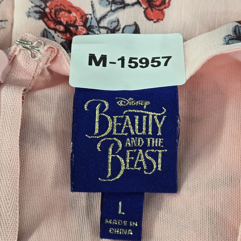 Disney Beauty And The Beast Women Dress L Pink Floral Fit & Flare - Image 2 of 4