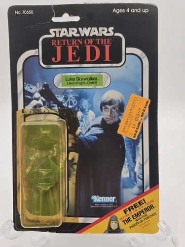 1983 Star Wars ROTJ LUKE JEDI KNIGHT Card Back W/Attached Bubble INNER TRAY +