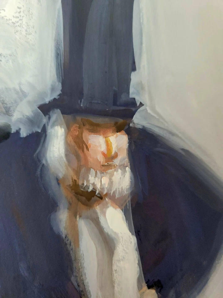 J M Johnson - Retrato abstracto contemporáneo original pintura gouache 8x110 Foto 2 de 4