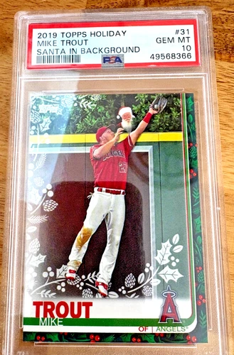 Mike Trout 2019 Topps Holiday #31  Santa Variation SP - PSA 10 GEM MINT