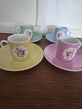 Vintage Cath Kidston Provence Rose Cappuccino Cups and Saucers in new condition.