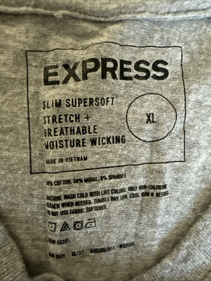 EXPRESS MENS SLIM SUPERSOFT STRETCH BREATHABLE MOISTURE WICKING TEE XLARGE - Image 2 of 4
