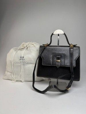 Vintage Courreges 2Way Leather Handbag Black