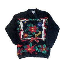 Vintage 1980s Spice of Life Christmas Bell Holiday Sweater Size Small Oversized