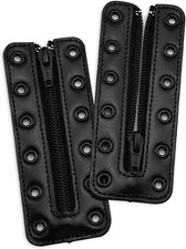 Leather Lace-in Boot Zipper Inserts for All Brands, Tieless Shoe Laces, 6 Bla...