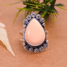 Pink Opal 925 Sterling Silver Statement Ring, Valentine's Day Gift for Her