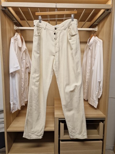 Stone Island, Stone Island Mens W32 L32 Cream Textured Cotton Trousers Made Italy Vintage