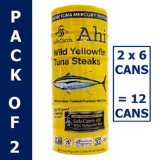 Safe Catch Wild Ahi Yellowfin Tuna Premium Omega3 Fish Steak 2 PK x 6  12 CANS