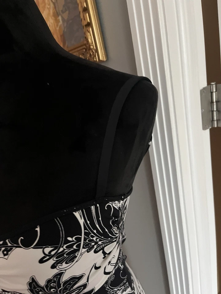 NUEVO CON ETIQUETAS Damas Talla Mediana Tommy Bahama Negro Blanco Paisley Traje de Baño Cubrir Vestido Foto 4 de 4