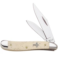 CASE XX KNIVES SMOOTH NATURAL BONE PEANUT W/CROSS SHIELD 2 7/8" POCKET KNIFE