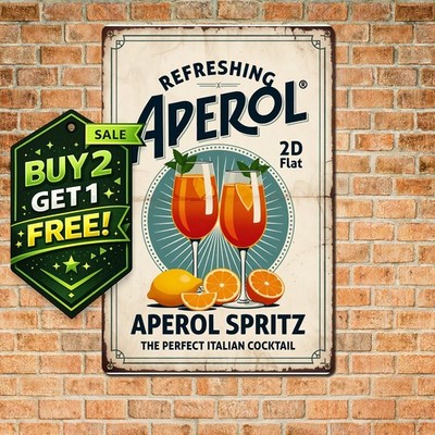 Aperol Spritz Cocktail Retro Bar Decor Tin Metal Sign 8x12 Poster