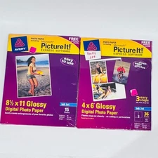 (2) New Sealed Avery Glossy Photo Paper 8.5"x11 & 4x6 W Free Software Bonus