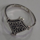 Silver Tone Stainless Steel Square Floral Band Ring Size 7 No Stones — photo 1