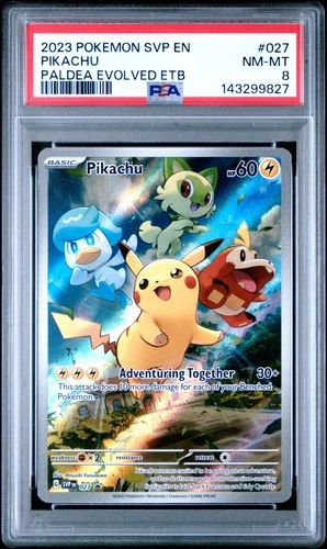 2023 POKEMON SVP EN-SV BLACK STAR PROMO #027 PIKACHU PSA 8