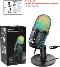 Gaming Microphone, USB Computer Microphone for PC, Mac, PS4/5, Condenser Podc...