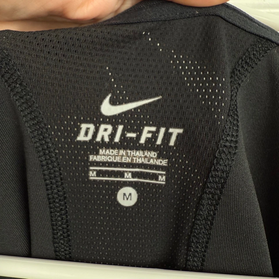 Nike Dri-FIT черный короткий рукав женщин работает спортивная футболка - Изображение 3 из 4