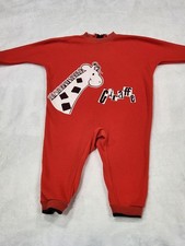 Vintage Carters 24 Months Red Black White Giraffe Long Sleeve Romper Sleeper USA