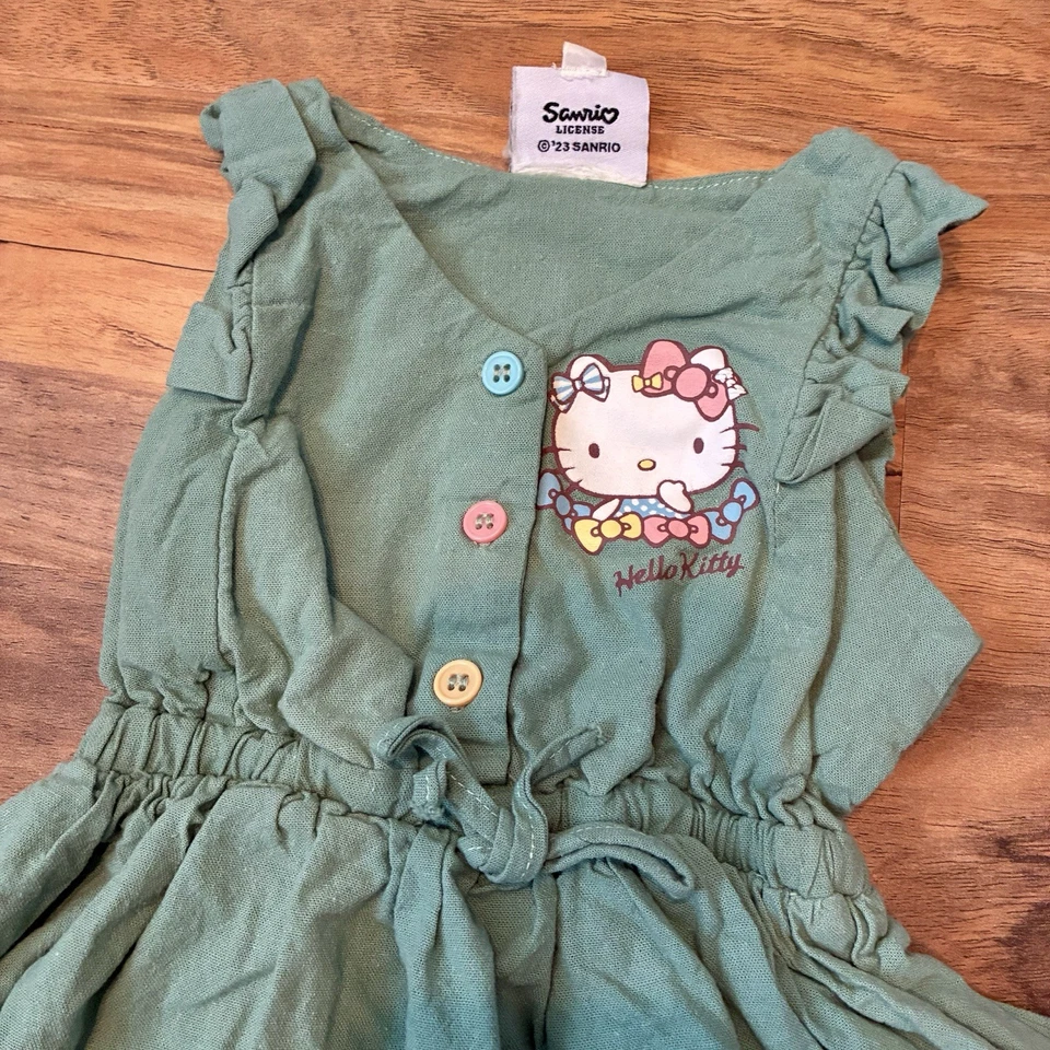 Vestido sin mangas HELLO KITTY by SANRIO verde para niños pequeños 3T Foto 2 de 4