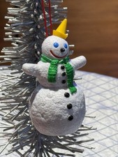 JACK IN THE BOX Snowman CHRISTMAS Tree ORNAMENT 3.5 Tall EUC