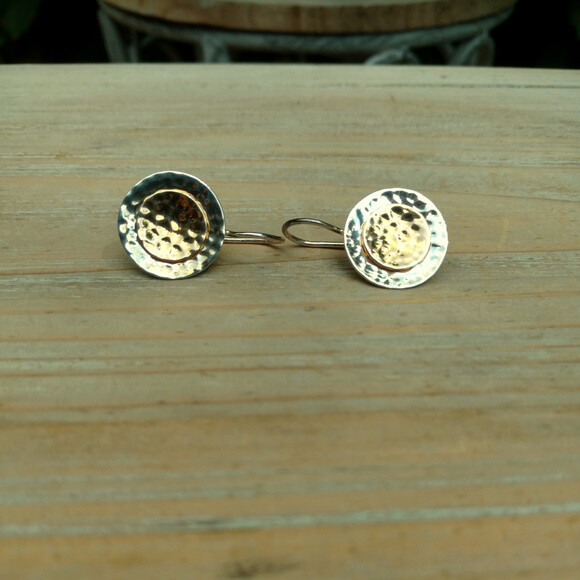 Orecchini Silpada In Argento 925 Placcato Oro 14k, Martellati A Disco – W1367