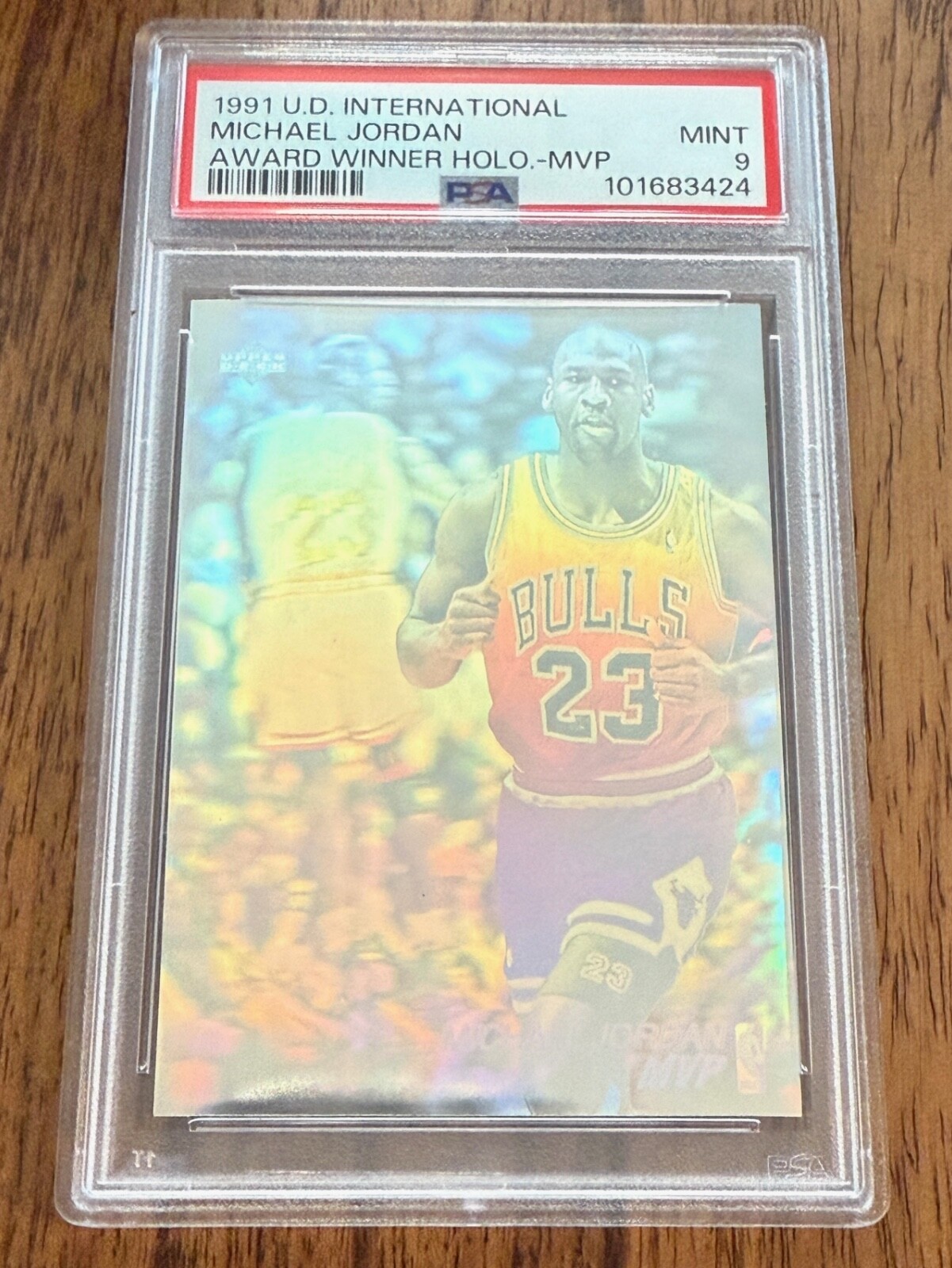 1991-1992 Upper Deck Michael Jordan Hologram PSA 9 NM #AW4 RARE ERROR MISPRINT