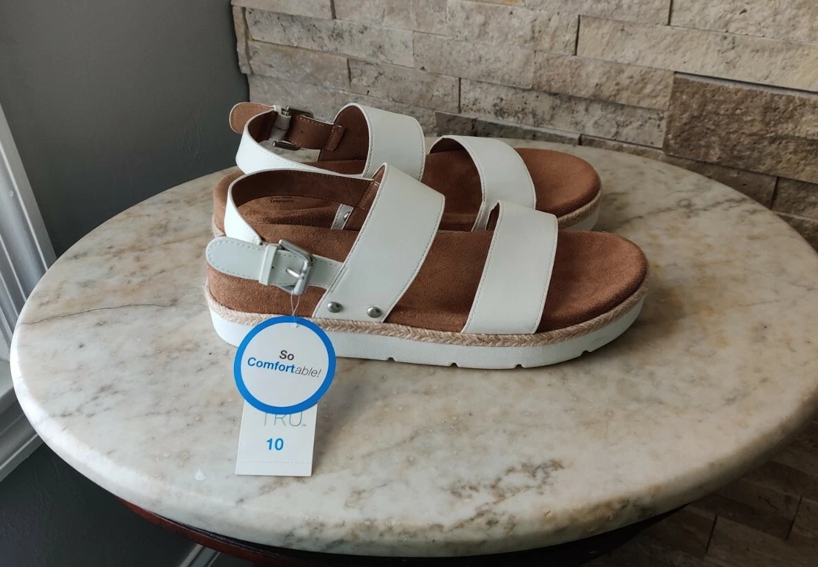 Time and tru store white sandals