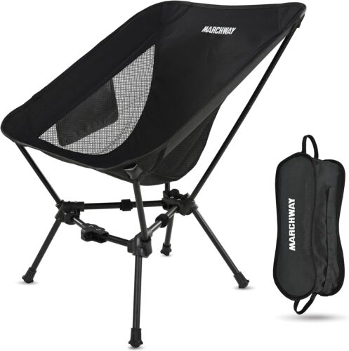 2 Lightweight Folding Camping Chair with Spring Lock Stable Compact Portable Blk