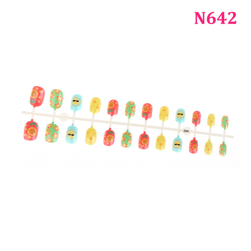 24pcs Nails Art Children'S Nail Art Stickers Kids False 4Nail Art Decoration JC - Picture 16 of 20