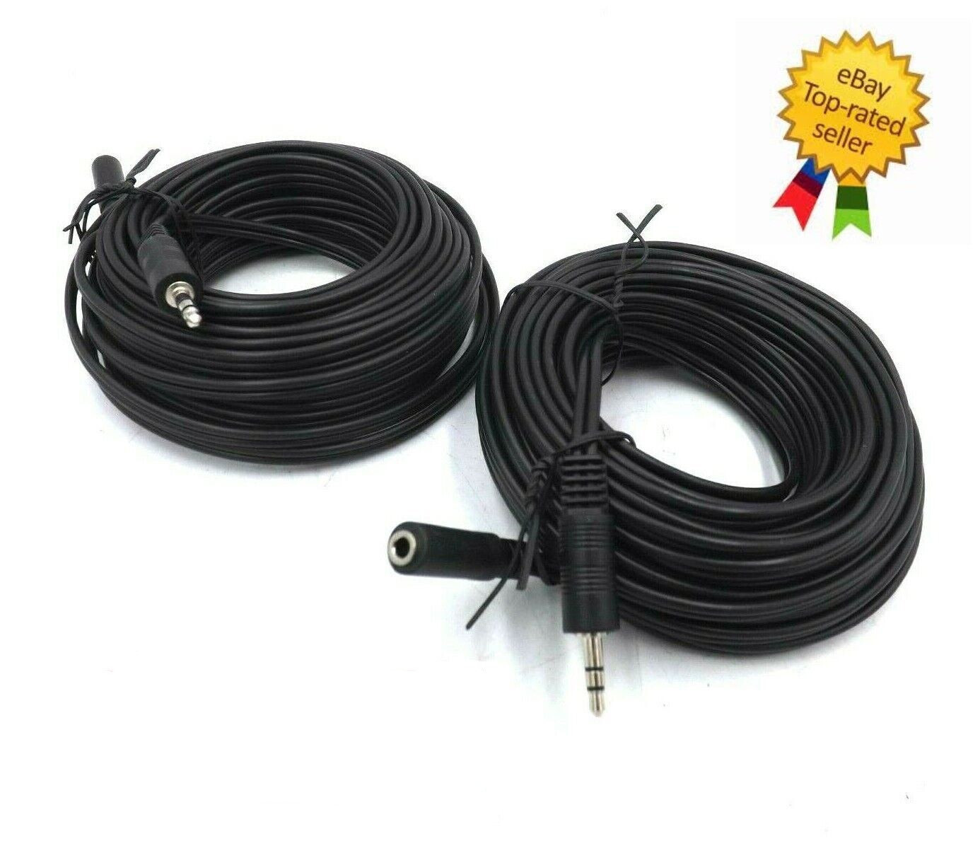 10 Metre Jack Extension Cable Lead 3.5mm Stereo (Qty: 2) - VAT INC
