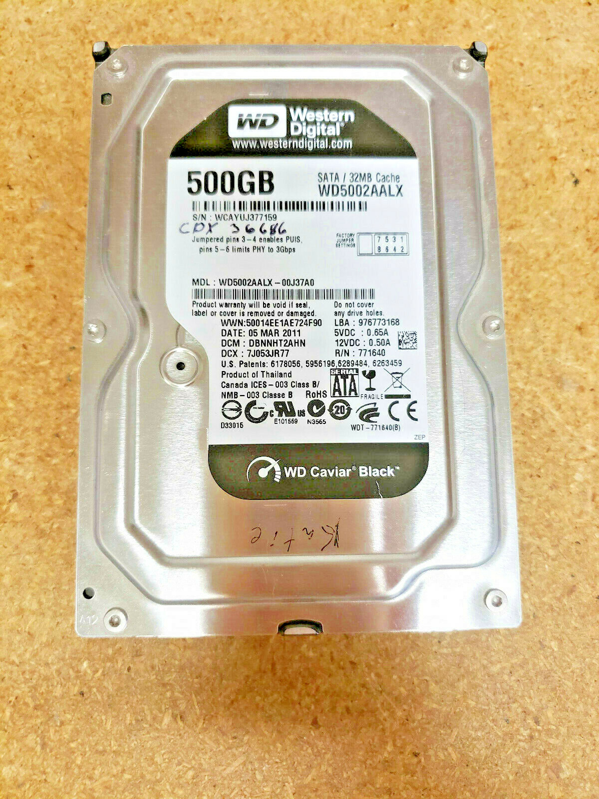 WD WD5002AALX 500GB, Internal, 7200 RPM, 3.5" Hard Drive, Storage, As ...
