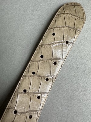Giorgio Armani leather belt croc embossed Neutral Beige 